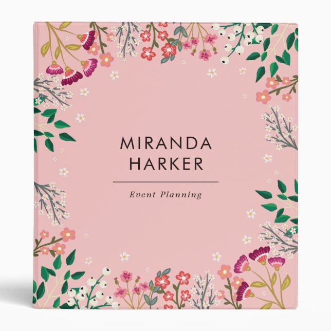 Pink Boho Wildflowers - Name Binder (Front)