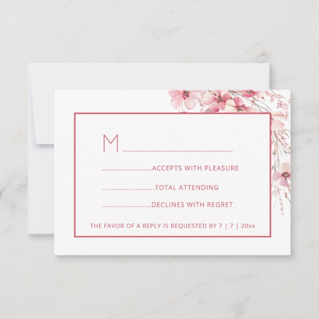 Pink Boho Wildflowers RSVP (Devant)