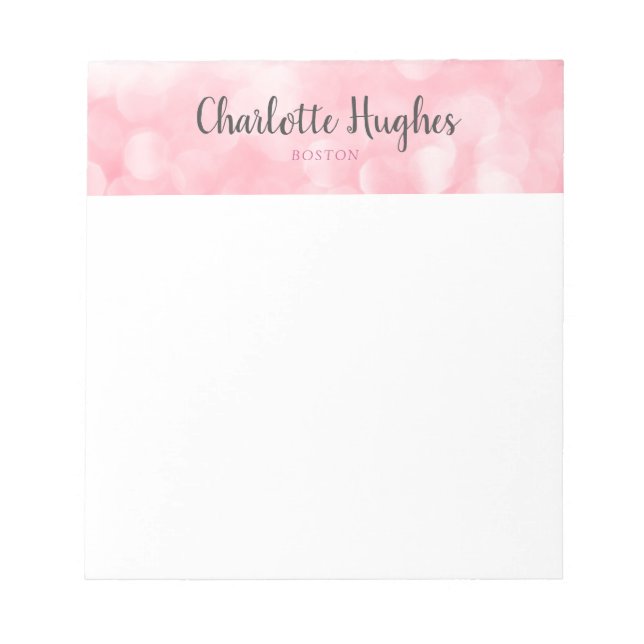 Pink Bokeh Bordered Notepad (Front)