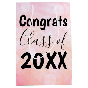 Pink Bokeh Congrats Graduation Gift Bag