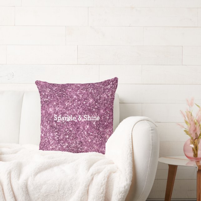 Pink Bokeh Glitter Throw Pillow (Couch)