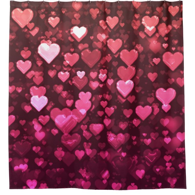 Pink Bokeh Hearts Digital Background Wallpaper (Front)