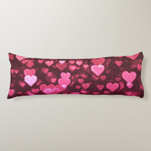 Pink Bokeh Hearts Digital Background Wallpaper Body Pillow