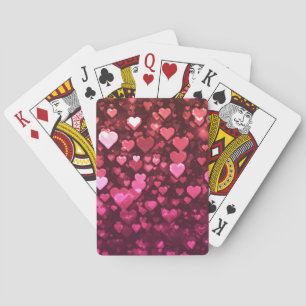 Pink Bokeh Hearts Digital Background Wallpaper Playing Cards