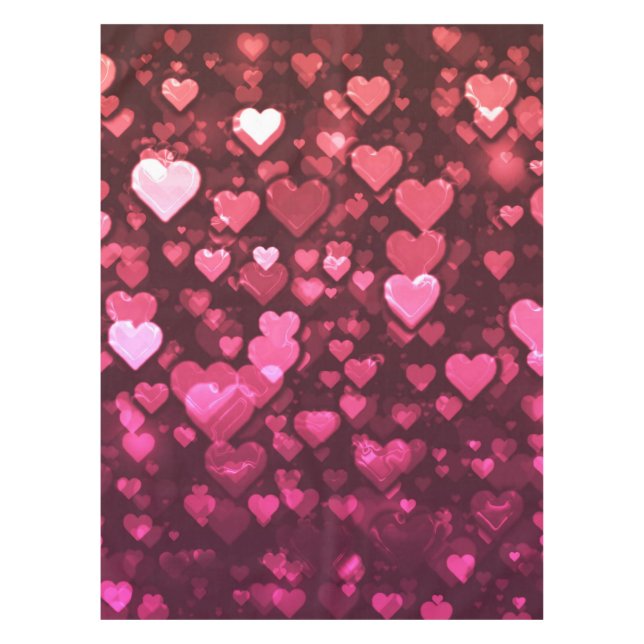 Pink Bokeh Hearts Digital Background Wallpaper Tablecloth (Front)