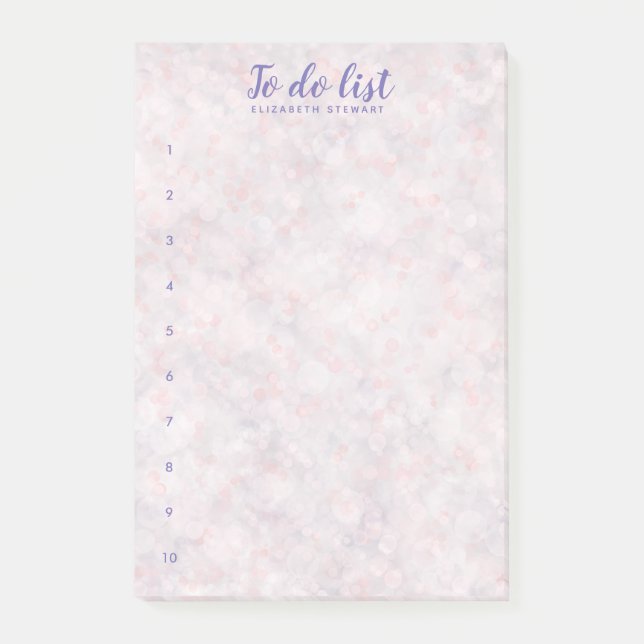 Pink Bokeh Lettered To-Do List Notes (Front)