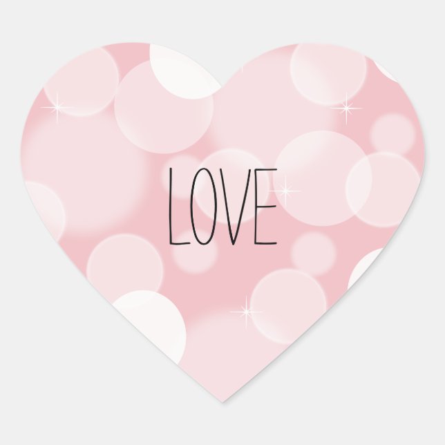 Pink Bokeh Love Heart Sticker (Front)