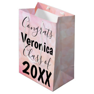 Pink Bokeh Personalized Graduation Gift Bag
