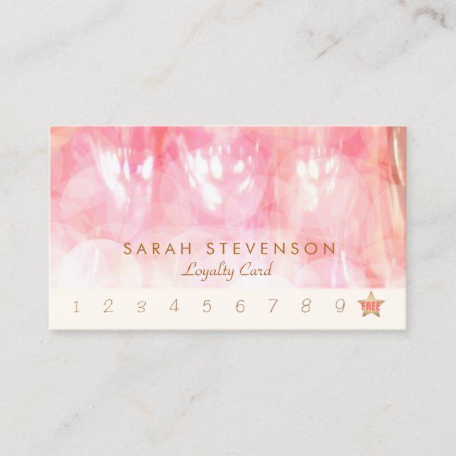 Pink Bokeh Spa and Salon Loyalty 10 Punch Card (Front)