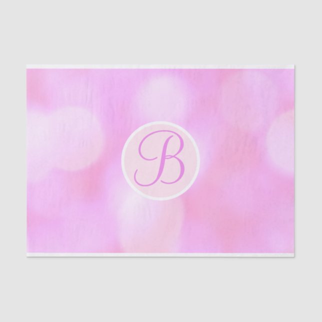 Pink Bokeh Sparkle Lights Monogram Letter Initial Tissue Paper (Front)