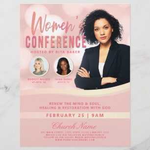 Pink Bokeh Women's Church Conference Service Flyer