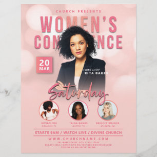 Pink Bokeh Women's Church Conference Service Flyer