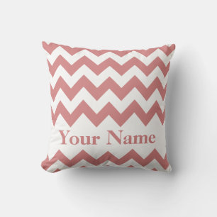 Pink Bold Chevron with monogram Throw Pillow