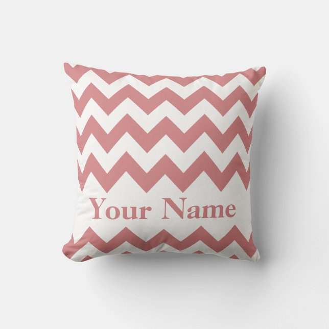 Pink Bold Chevron with monogram Throw Pillow (Front)