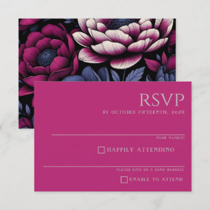 Pink Bold Floral RSVP Card