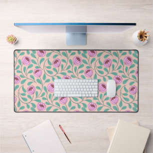 Pink bold florals desk mat