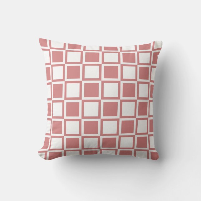 Pink Bold Mod Squares Throw Pillow (Front)