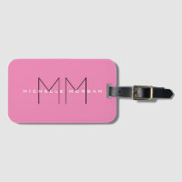 Pink Bold Monogram Modern Minimalist Name Initials