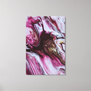Pink & Bold Red Abstract Fluid Art Canvas Print