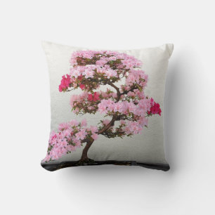 Pink Bonsai Tree Throw Pillow
