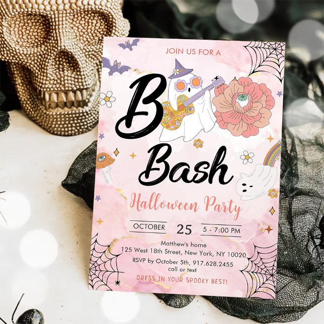 Pink Boo Bash Halloween Party Invitation (Creator Uploaded)