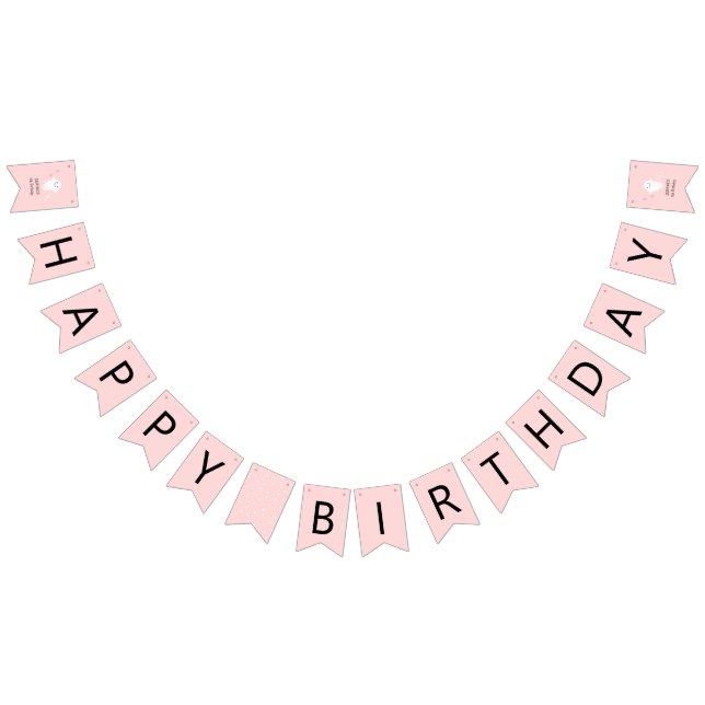 Pink Boo Happy Birthday Party Decor  Bunting Flags (All)