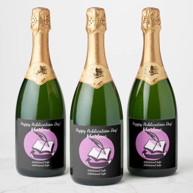 Pink Book And Quill Sparkling Wine Label (Bottles)