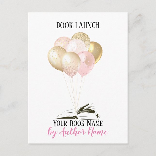 Pink Book Launch Party Invitation Postcard (Front)
