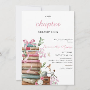 Pink Book Themed Baby Shower Invitation