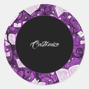 Pink Books Background Classic Round Sticker