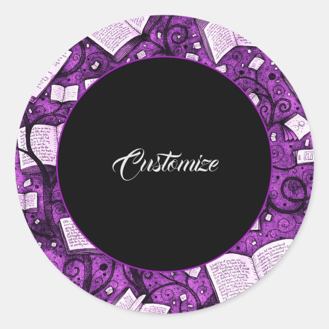 Pink Books Background Classic Round Sticker (Front)