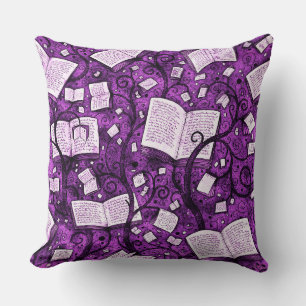 Pink Books Background Throw Pillow