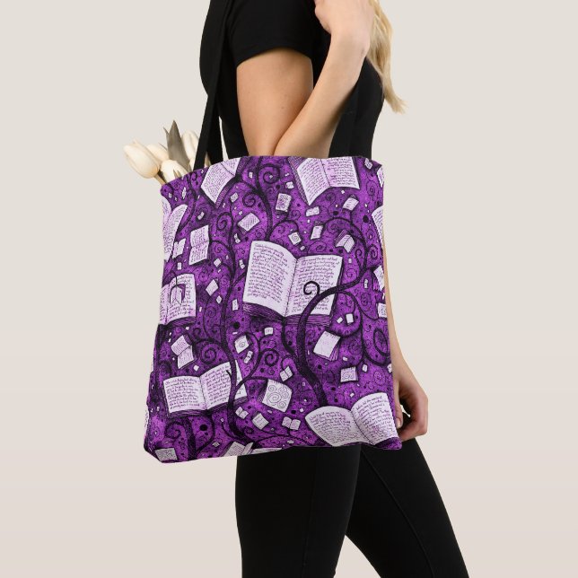 Pink Books Background Tote Bag (Close Up)