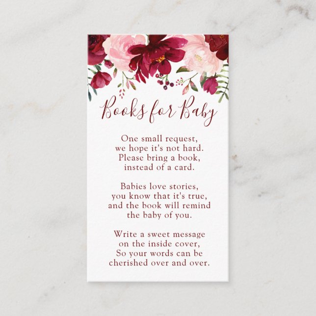 Pink Books for Baby Shower Enclosure Card (Front)