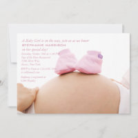 Pink Booties on the Belly Baby Shower Invitation