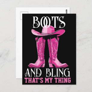 Pink Boots and Bling That's My Thing Postcard