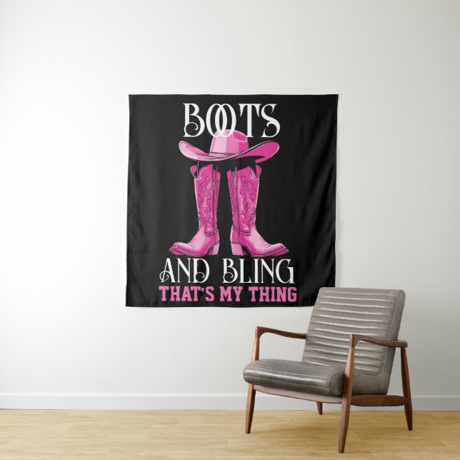 Pink Boots and Bling That's My Thing Tapestry (In Situ)