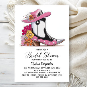Pink Boots and Derby Hat Bridal Shower Invitation