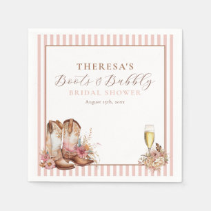 Pink Boots & Bubbly Cowgirl Bridal Shower Napkin