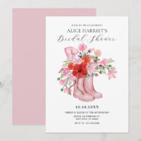 Pink boots flower bouquet bridal shower