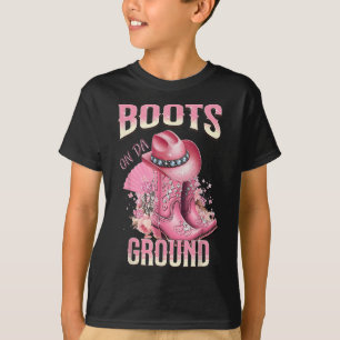 Pink Boots On Da Ground Western Cowgirl Hat And Bo T-Shirt