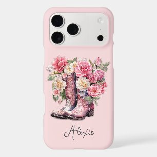 Pink Boots with Flowers Monogrammed