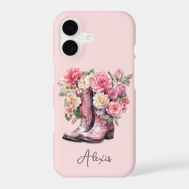 Pink Boots with Flowers Monogrammed (Back)