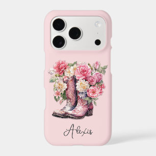 Pink Boots with Flowers Monogrammed