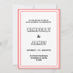 Pink border elegant modern minimalist wedding invitation