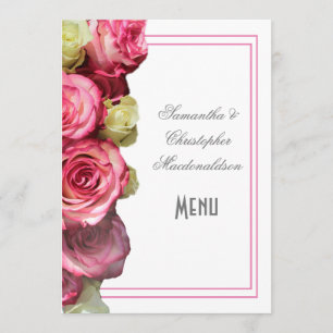 Pink border rose wedding menu