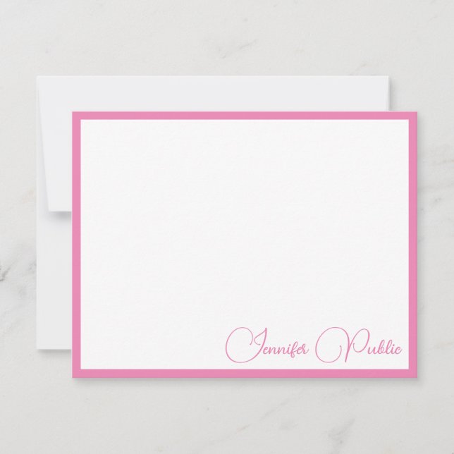 Pink Border Typography Script Name Template White (Front)