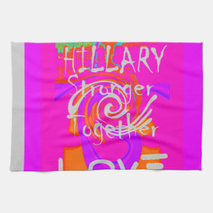 Pink Bordered Hillary Inspiration Art Print Kitchen Towel