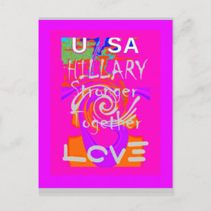 Pink Bordered Hillary Inspiration Art Print Postcard
