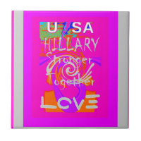 Pink Bordered Hillary Inspiration Art Print